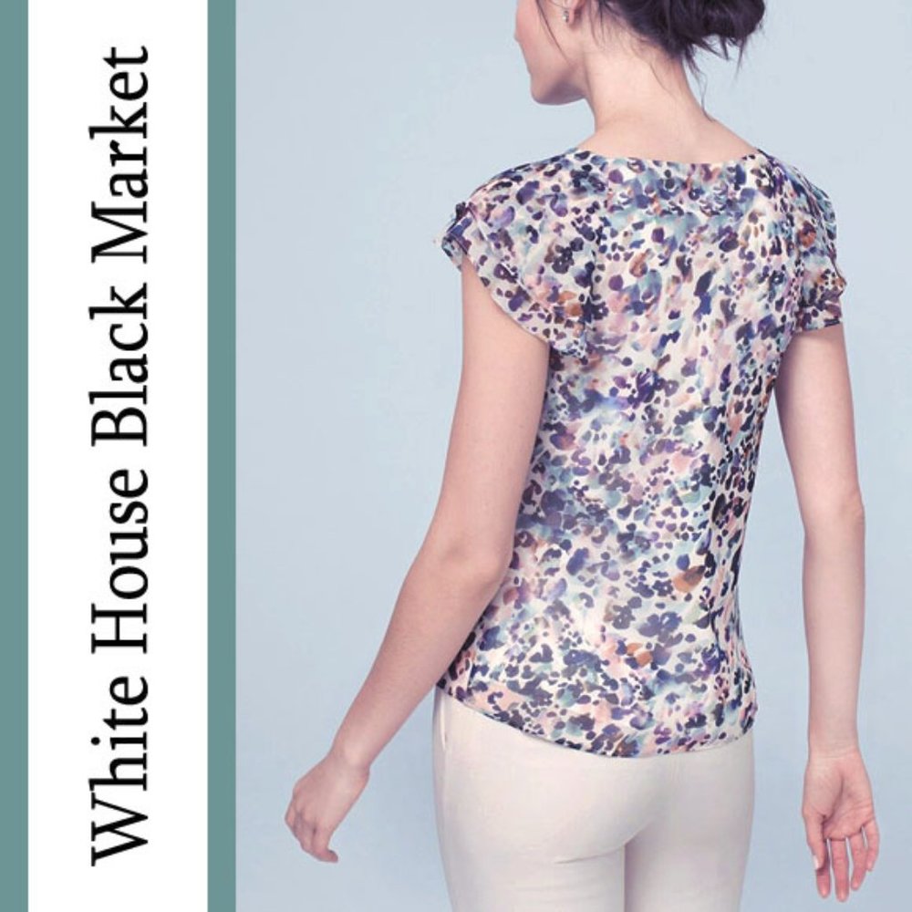 Whbm | Abstract Print Flutter Sleeve Blouse - image 7